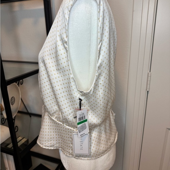 NWT 1.State Womens Bon Voyage Satin Polka Dot Blouse White Size L - Picture 4 of 7